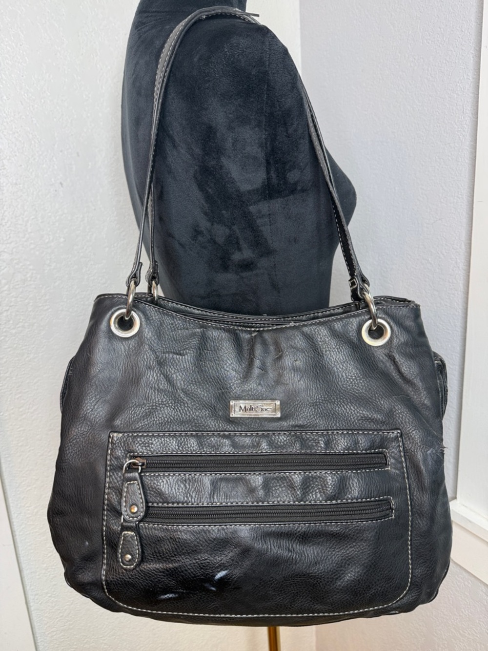 MultiSac Oakland Shopper Tote Shoulder Bag 3 compartments everyday slouchy hobo